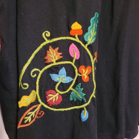 SOLD: Michael Simon Lite Embroidered Floral Johnny Was Style Top Shacket Boho L - Picture 9 of 10